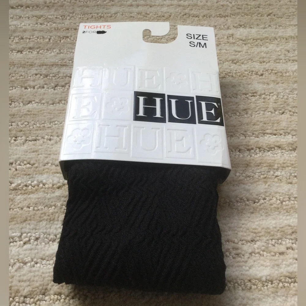 HUE Diamond Textured Tights with Control Top Black Size S | M